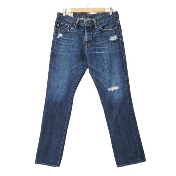 Abercrombie & Fitch Other - Abercrombie & Fitch The A&F Slim Straight Distressed Dark Wash Mens Jeans 32x30